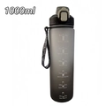 1000ml sports water bottle with black-grey gradient, time markings and portable strap - 1000ml / SH-2212 Black