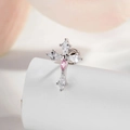 Orecchino a croce argento con pietre marquise rosa e trasparenti da donna - Stile Croce Rosa (A772-2#)
