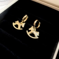 18K gold plated rocking horse earrings in a black velvet jewelry box with shimmer finish - 5# Gold Metal Rocking Horse Ear Hoop (Earring Post)