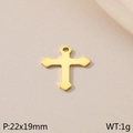 18K gold plated stainless steel hollow cross pendant 22x19mm for DIY jewelry making - Smooth Latin Cross(KLJ5658-Z)