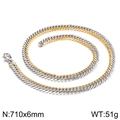 Collana da uomo a catena bicolore oro e argento, gioielli in acciaio inossidabile 710x6mm - Collana 71cm