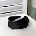 Elegant wide knotted headband in premium black crinkled fabric for women's hairstyle - Elegant Black