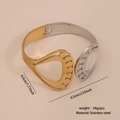 Two-tone gold and silver stainless steel cutout cuff bracelet with drop geometric design - Waterdrop Hollow Style (5#)