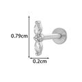 Silver labret earring with marquise cubic zirconia studs for ear or lip piercing - Double Marquise Style (2607-7#Silver)