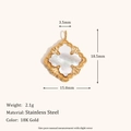 18K gold-plated stainless steel flower pendant with shell inlay, 18.5x15mm size - Shell Rhombus Pendant - Gold