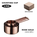 Set da 4 misurini in acciaio inossidabile oro rosa con manici e scatola regalo - Set di 4 Tazze Misuratrici con Manico in Filo Oro Rosa in Scatola