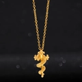 Collier avec pendentif dragon doré s'enroulant autour d'une poignée d'épée en métal - Style Dragon Enveloppant une Épée (DZ-342) / Doré
