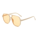 Retro pilot sunglasses with cream white frame and orange transparent lenses for a vintage look - Milky White Frame Tea Lens