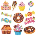 5D DIY diamond art sticker set featuring colorful ice cream and dessert patterns - 12Pcs Dessert 2
