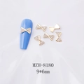 Golden alloy bow nail art charms with crystals for DIY manicure, size 9x6mm - Gold Rhinestone Bowknot (8180) / 9*6mm