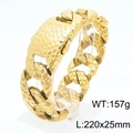 Pesante bracciale a catena cubana dorata con trama martellata e chiusura a scatto - 24mm Oro (KB170160-KJX)