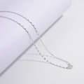 Minimalist S925 sterling silver shimmering link chain necklace with polished S-hook clasp - White Gold