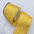 50mm gold glitter ribbon roll with sparkling finish for DIY Christmas gift wrapping - 6.3cm / Yellow