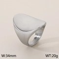 Minimalist wide silver-finish chunky ring, 34mm width, with brushed metallic texture - US 6 / Steel Matte