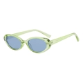 Retro oval sunglasses with translucent light green frame and light blue lenses - Transparent Green Blue Lens
