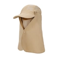 Khaki outdoor sun protection hat set with breathable face mask and long neck flap - Khaki