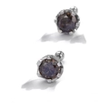 Classic silver stud earring featuring a 1-carat round brown gemstone with screw back closure - 0.3 Carat (4mm) / Gray