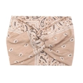Khaki paisley print wide headband with bohemian knot design and vintage pattern - Beige Paisley