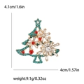 Detailed size chart showing a 4.1cm high Christmas tree brooch with colorful rhinestones - Christmas Tree-2656-WH (White Multicolor Gemstone Gold Base)