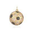 Creative soccer ball pendant in gold finish with black and white inlaid crystals - 25-Black and White Soccer