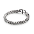 Pulsera de cadena de trigo de acero inoxidable plateado de 6mm para hombre con cierre - Color Acero / 21.5cm