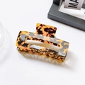 Pince à cheveux rectangulaire en acétate avec motif écaille de tortue et fini ambre - Écaille Café (13cm) / Très grand