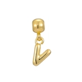 Macro detail of 18k gold plated bubble letter V pendant with polished finish - Letter V
