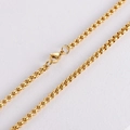 Collier chaîne Rolo en acier inoxydable plaqué or 18K avec fermoir mousqueton poli - Chaîne Maille Miroir Dorée (3mm*60cm)