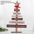 37cm wooden Christmas tree ornament with red ribbon, bells and holiday greetings - Wooden Christmas Tree