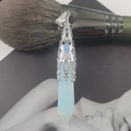 Colgante para mujer con base de flor plateada y piedra de ópalo hexagonal - Opalita (Sin Cadena)
