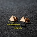 Minimalist gold triangle studs in stainless steel measuring 0.6cm with 2g weight - Triangle Shape (085 Rose Gold)