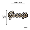 Grand écusson brodé 'Gossip' en sequins dorés avec bordures noires et dimensions - Gossip (Or)