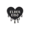 Melting heart enamel pin with Elder Emo text in black and silver finish - Black Silver Dripping Gothic Style (QHXZ3019)