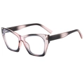 Retro cat-eye sunglasses with gradient pink and grey lenses in a stylish oversized frame - Anti-Blue Light Plain Lens / Black Pink Frame