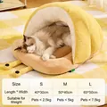 Guía de tallas para la cama de felpa para gatos con forma de caracol y dimensiones - S / Amarillo