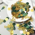 Grünes Blatt und goldenes 'Oh Baby' Konfetti-Set für Geburtstage und Babypartys - Dunkelgrüne Blätter + Gold Oh Baby + Gold/Grün/Weiße Kreise (100pcs)