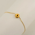 Gold-plated stainless steel chain bracelet featuring a chunky circular ring pendant - Letter O