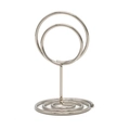 Silver concentric circle wire card holder with spiral base for office desk decor - Silver