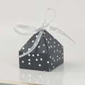 Pyramid gift box with black and white polka dots and a silver ribbon bow design - Black Silver Stamping