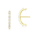 Minimalist gold hoop earrings with baguette cut clear zircon stones in geometric design - 925 Silver / 10K Gold + Electrophoretic Lacquer