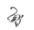 Silver swan open ring with adjustable neck design and detailed feather textures - Elegant Swan Ring