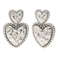 Vintage silver heart-shaped earrings with hammered texture in stainless steel - Meteorite Texture Heart Stud Earrings - Steel Silver