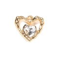 Colgante de corazón dorado calado con cristal de corazón transparente para bisutería - Blanco Dorado