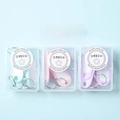 Macaron gekleurde identificatie labels in roze blauw en paars met metalen ringen set - Sleutellabel