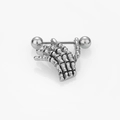 Vue macro du piercing de mamelon en acier inoxydable avec main de squelette sur fond blanc - Argent / 3#