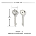 Detailed size parameters for silver heart-shaped key pendant with sparkling rhinestones - VG583-Silver Rhinestone Heart Key