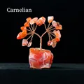 Handmade red agate gemstone money tree with copper wire and natural crystal base - Red Agate Raw Stone Base Tree