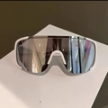 Gafas de ciclismo deportivas con montura blanca y lentes de espejo plateadas - Marco Blanco Espejo Plateado