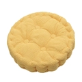 Detail of yellow round corduroy chair cushion showing thick texture and tufted quilting - Corn Yellow (Round)