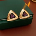 Purple Triangle Faceted Gem Stud Earrings (47#)